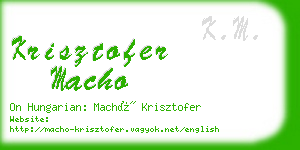 krisztofer macho business card